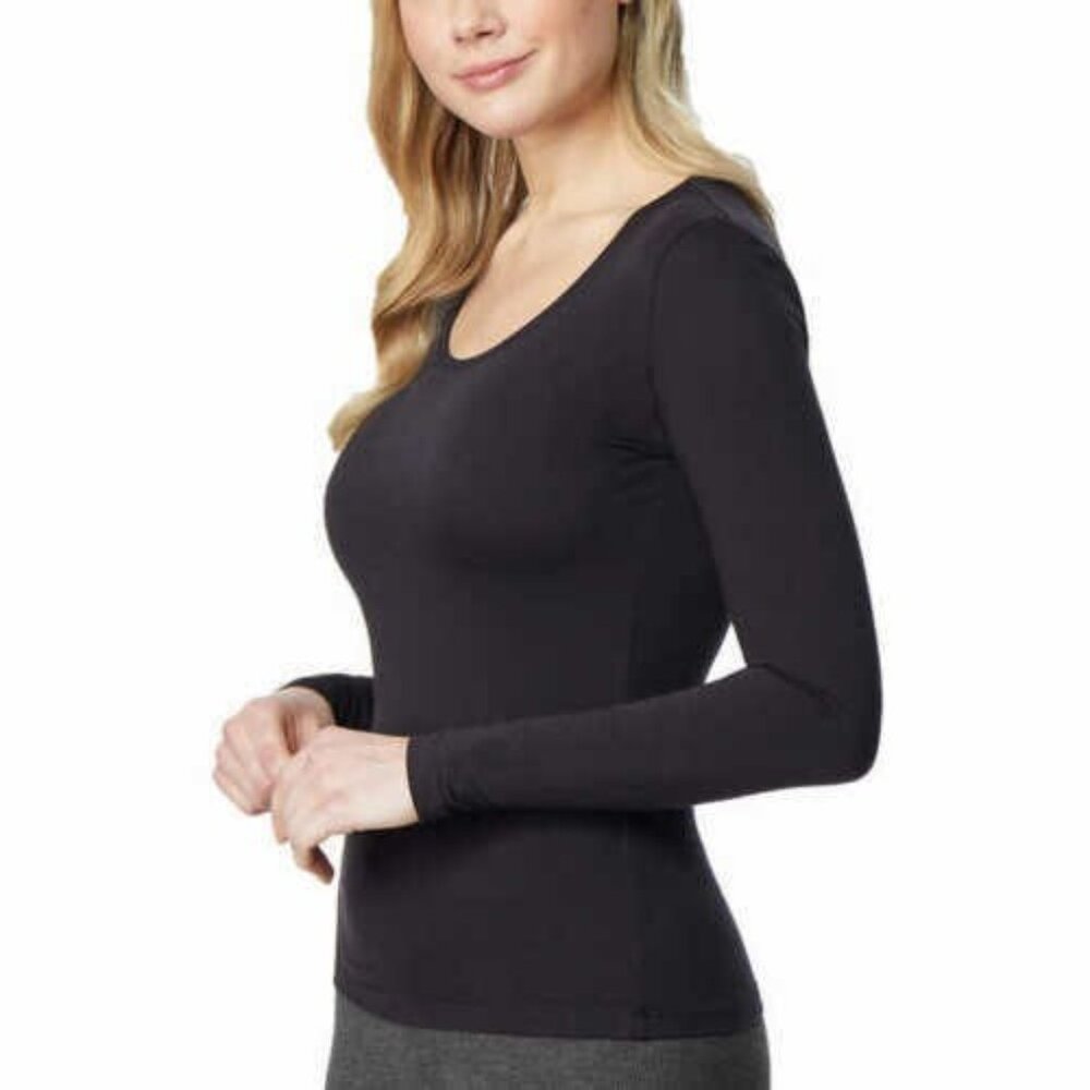 32 Degrees Heat Long Sleeve Black Scoop Neck Tee: Size M - NWT